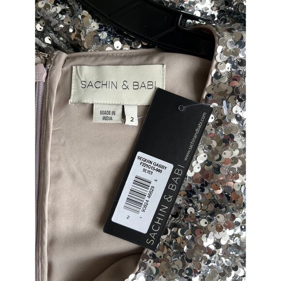 Sachin‎ & Babi Sequin Gabby Silver Gown Size 2 - Picture 5 of 5